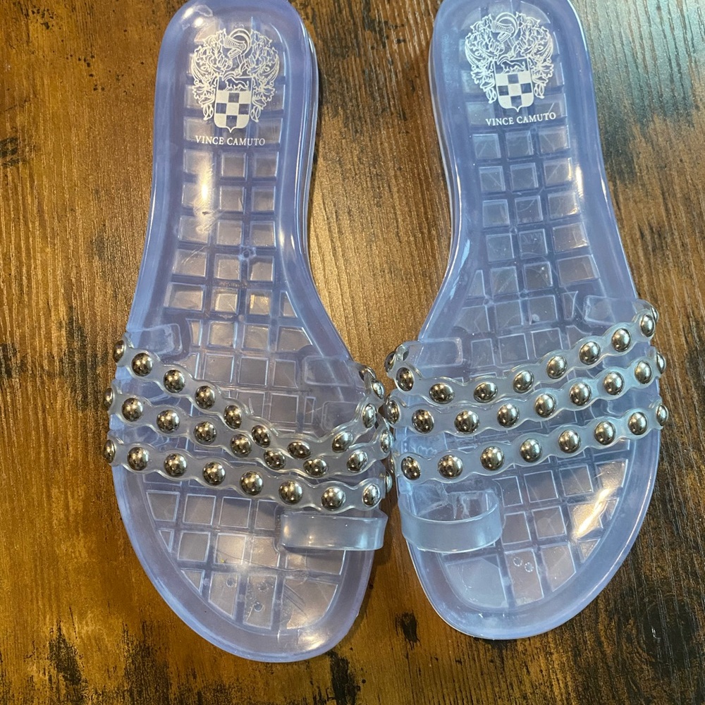 Vince Camuto Elishenta Silver Studded Straps Toe Ring Jelly Sandal Womens 7